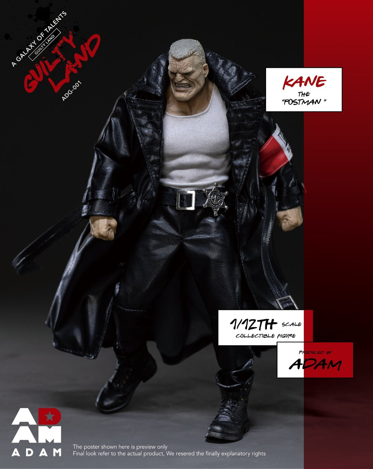 ADAM ADG-001 1/12 Guilty Land Postman Kane 6" Male Action Figure Model Toy