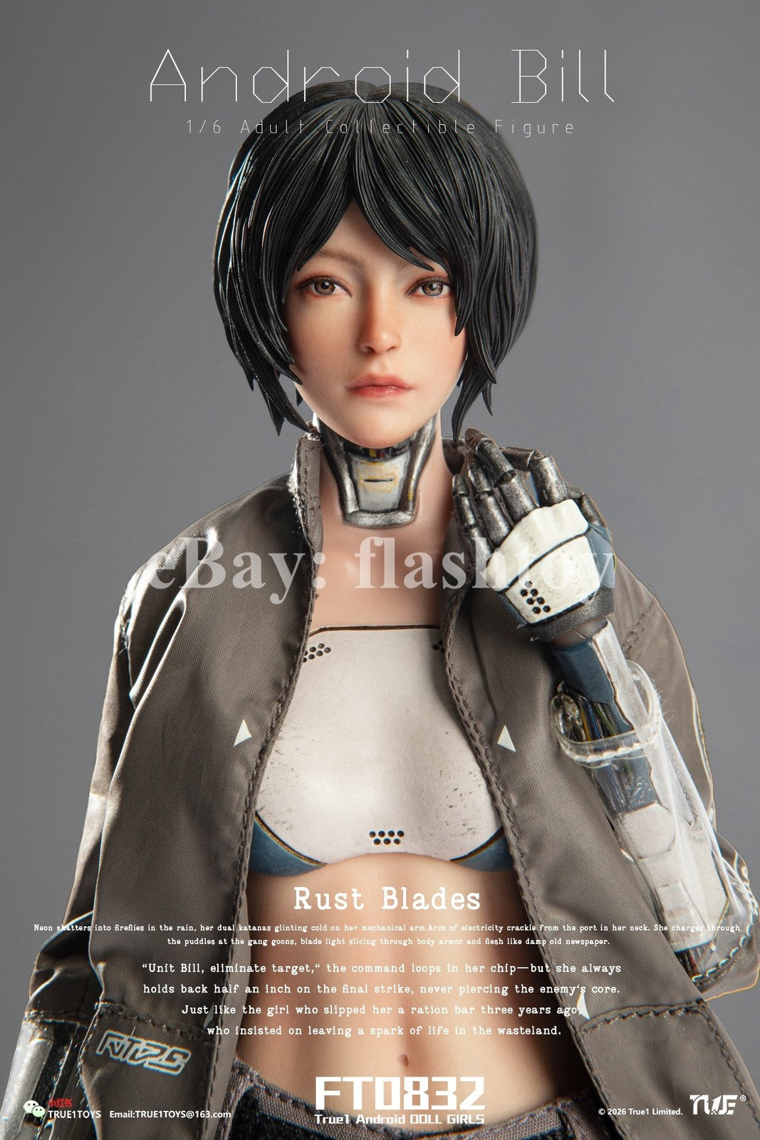 Presale True1Toys FT0832 1/6 Android Bill Black Hair Female Action Figure Model