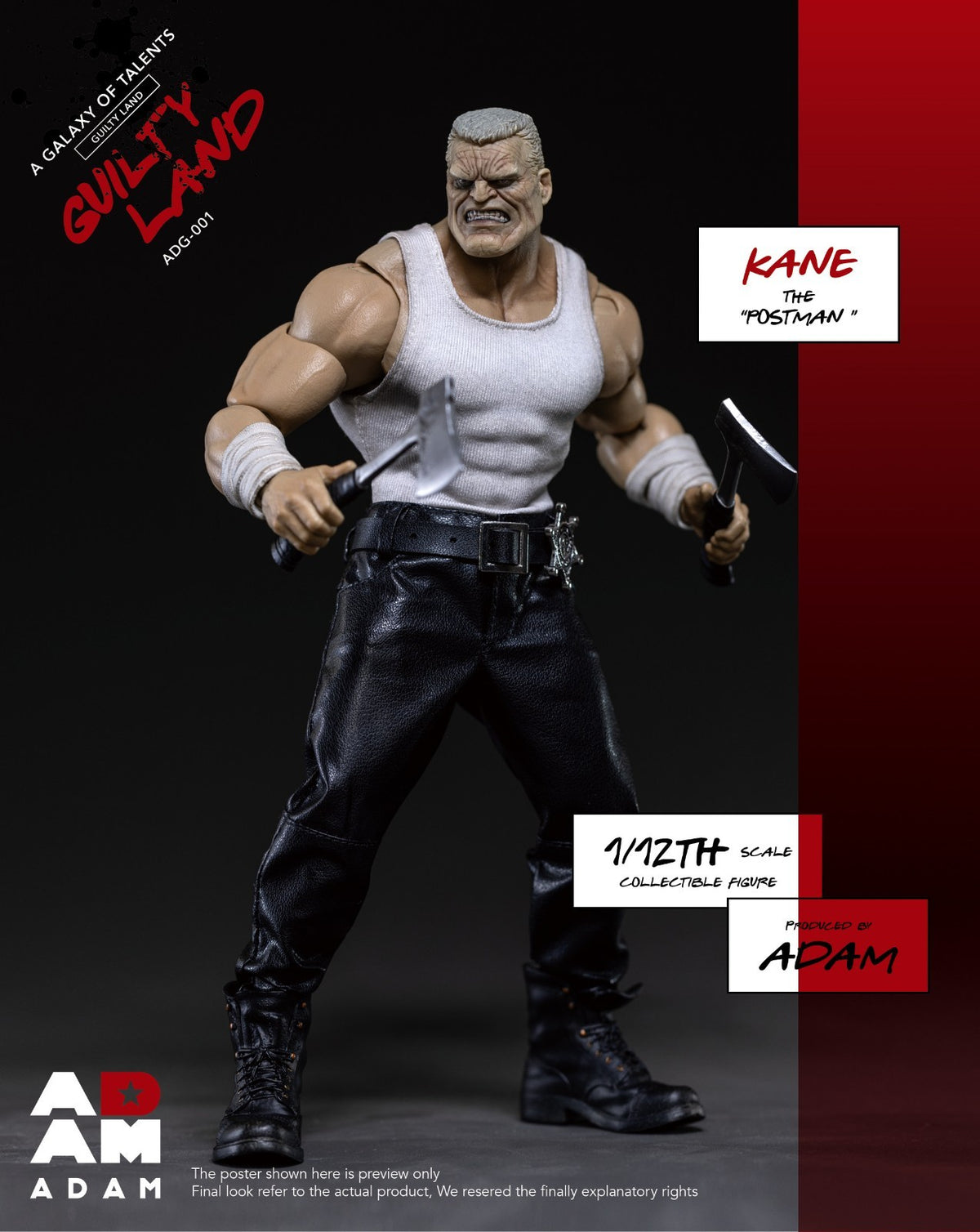 ADAM ADG-001 1/12 Guilty Land Postman Kane 6" Male Action Figure Model Toy