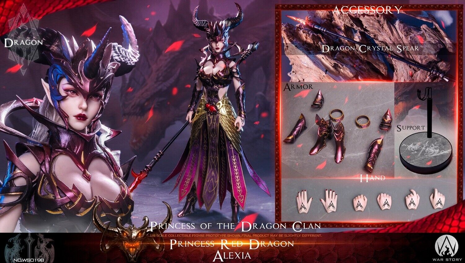 WAR STORY WS019B 1/6 Red Dragon Princess Alexia Collectible Female Action Figure