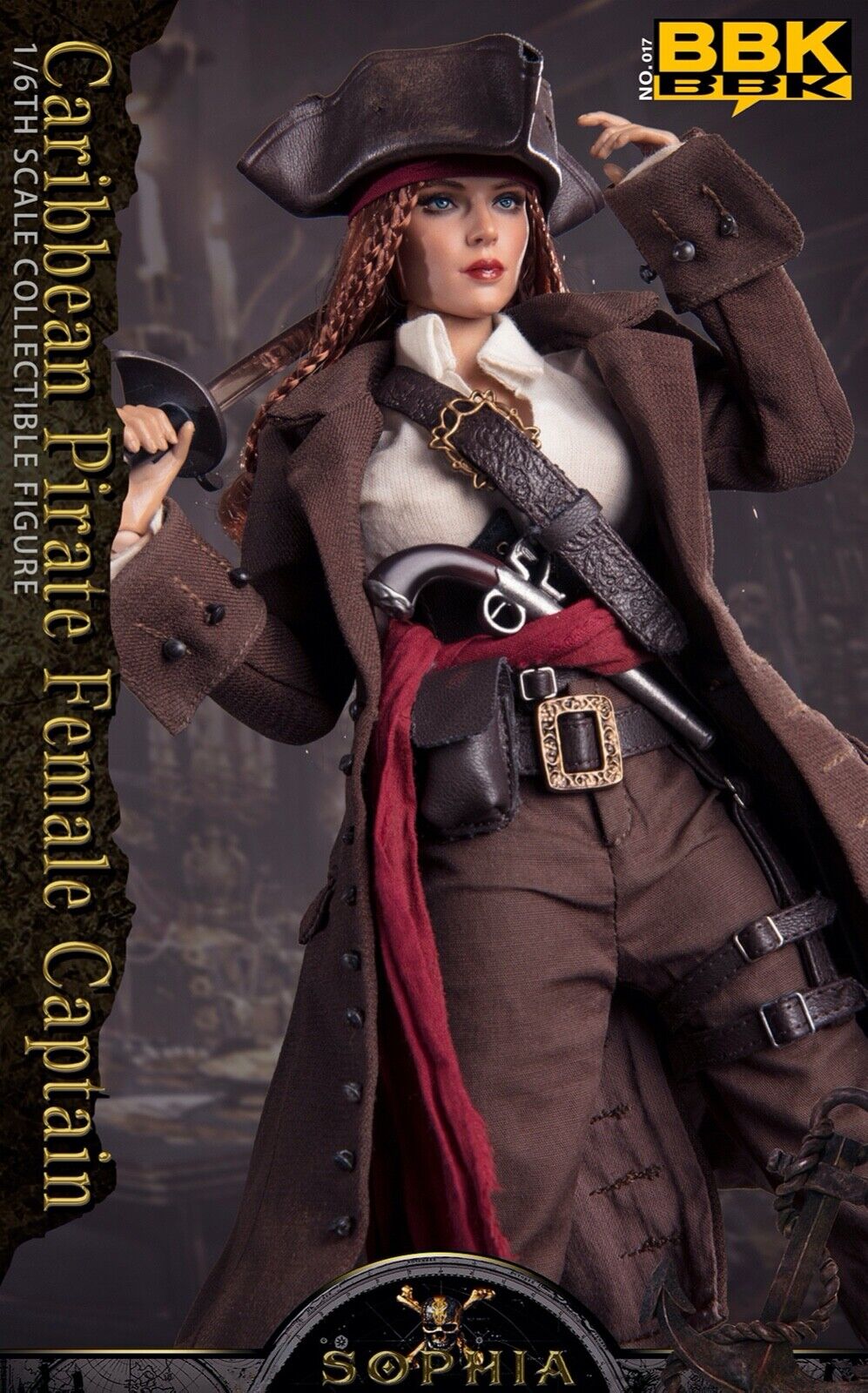 BBK BBK017 1/6 Caribbean Pirate Sophia Female Captain 12" Action Figure Model