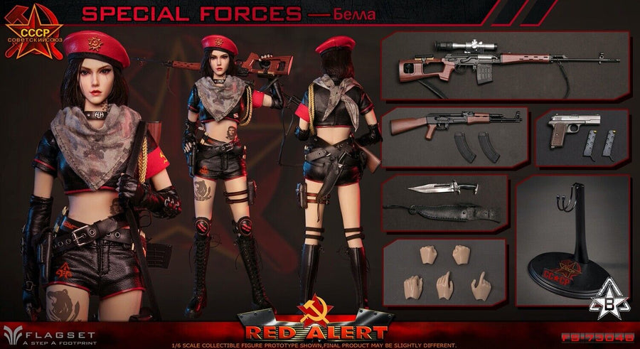 FLAGSET FS73048B 1/6 Red Alert Mobilize Troops Sniper modelo de figura de acción femenina