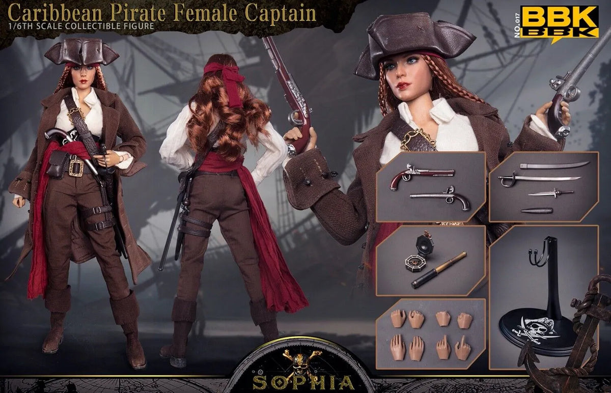 BBK BBK017 1/6 Caribbean Pirate Sophia Female Captain 12" Action Figure Model