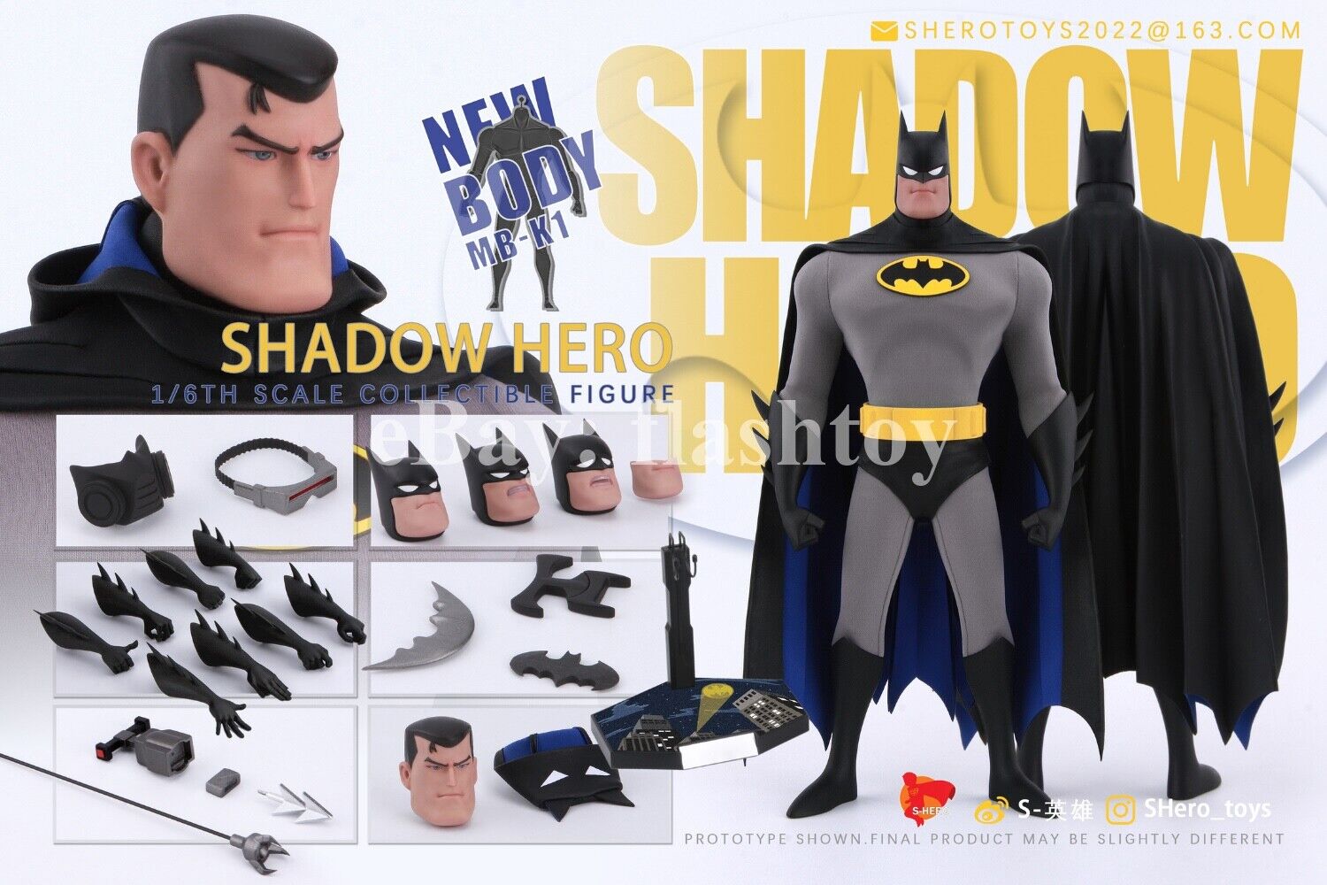 S-HERO SH006 1/6 Shadow Hero Animation Collectible Male Action Figure Model Toy