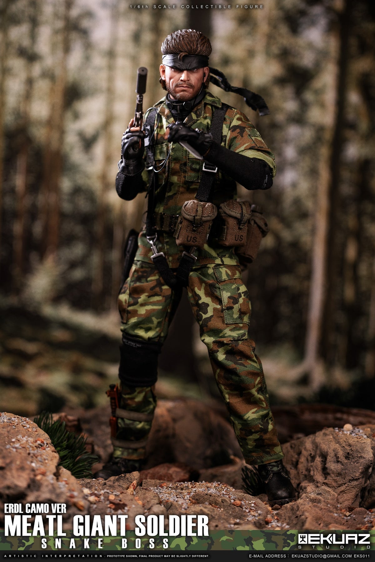 EKUAZ STUDIO EKS011 1/6 Metal Shadow Gear Solid Snake Action Figure Erdl Camo