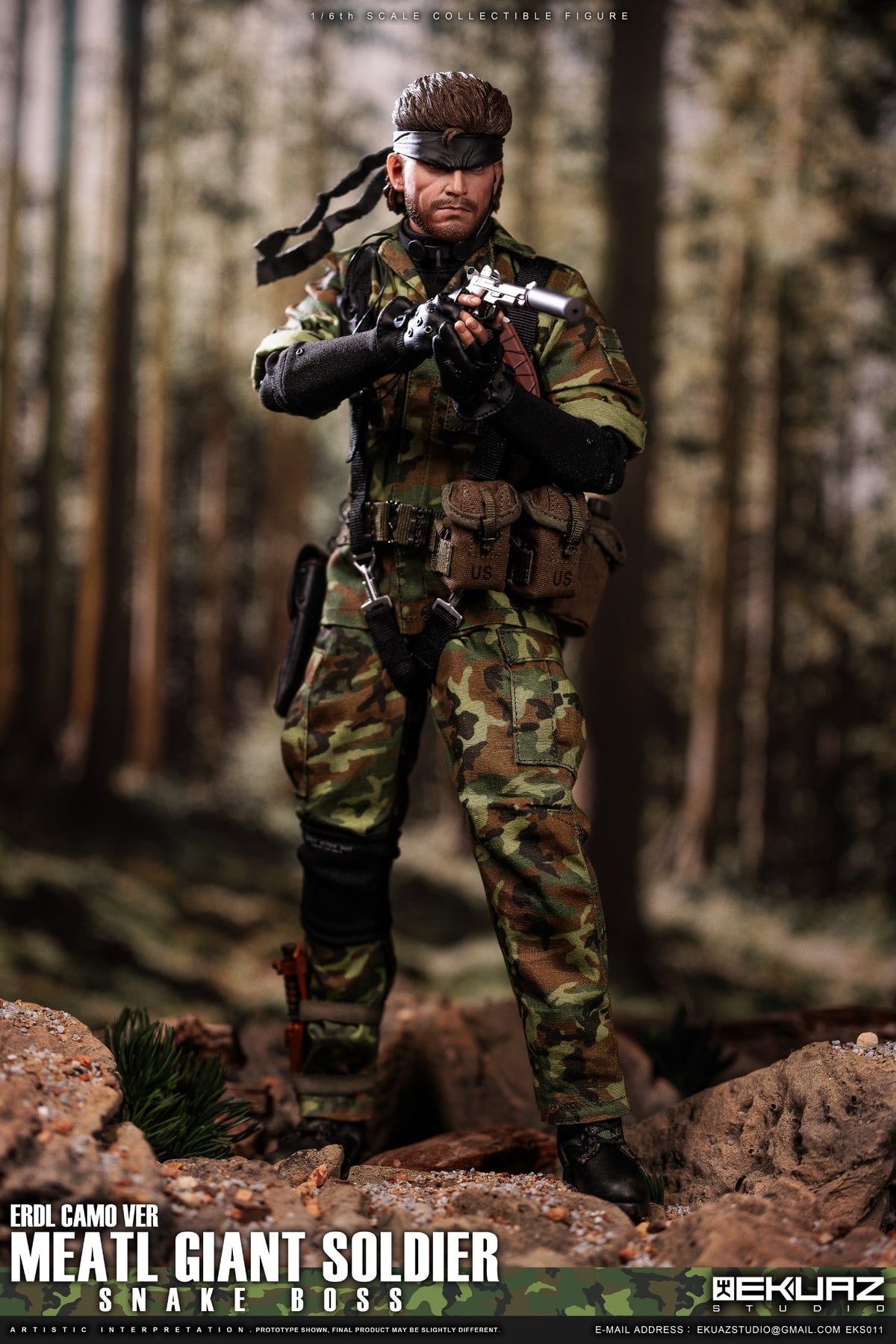 EKUAZ STUDIO EKS011 1/6 Metal Shadow Gear Solid Snake Action Figure Erdl Camo