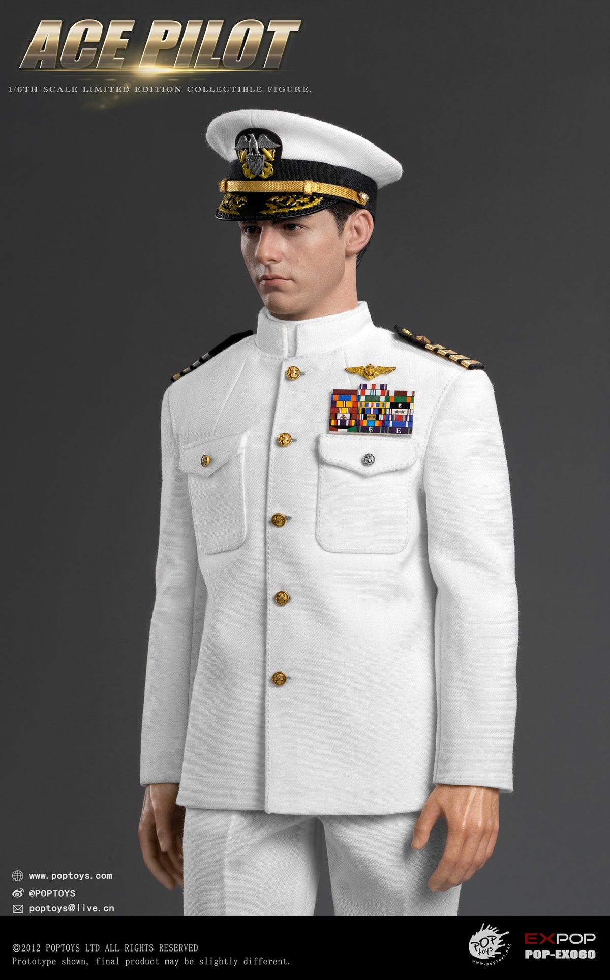 POPTOYS EX060 1/6 ACE Pilot Mitchell The Gun Action Figure Uniform Ver.