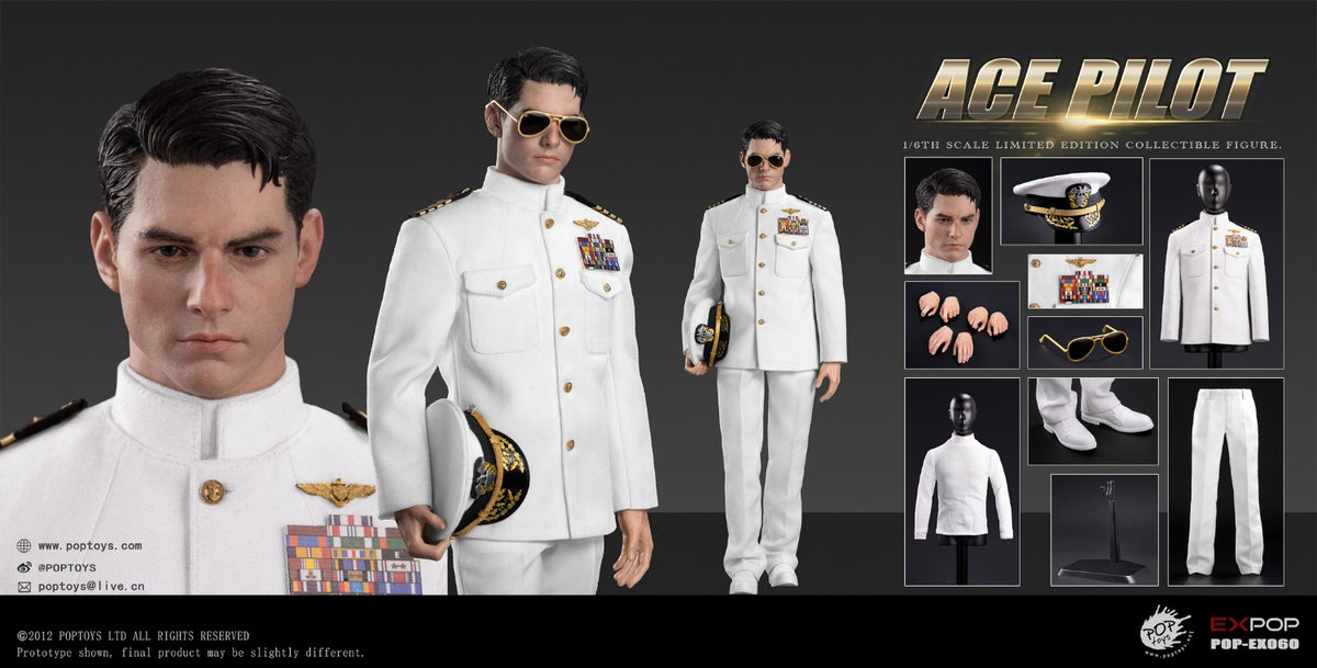 POPTOYS EX060 1/6 ACE Pilot Mitchell The Gun Action Figure Uniform Ver.