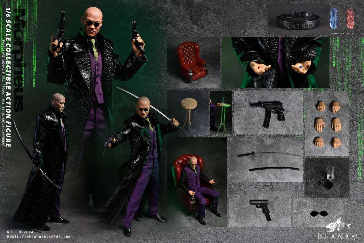 Presale FISH BONETOYS FB-Z014 1/6 Matrix Hacker Morpheus 12" Action Figure Toy
