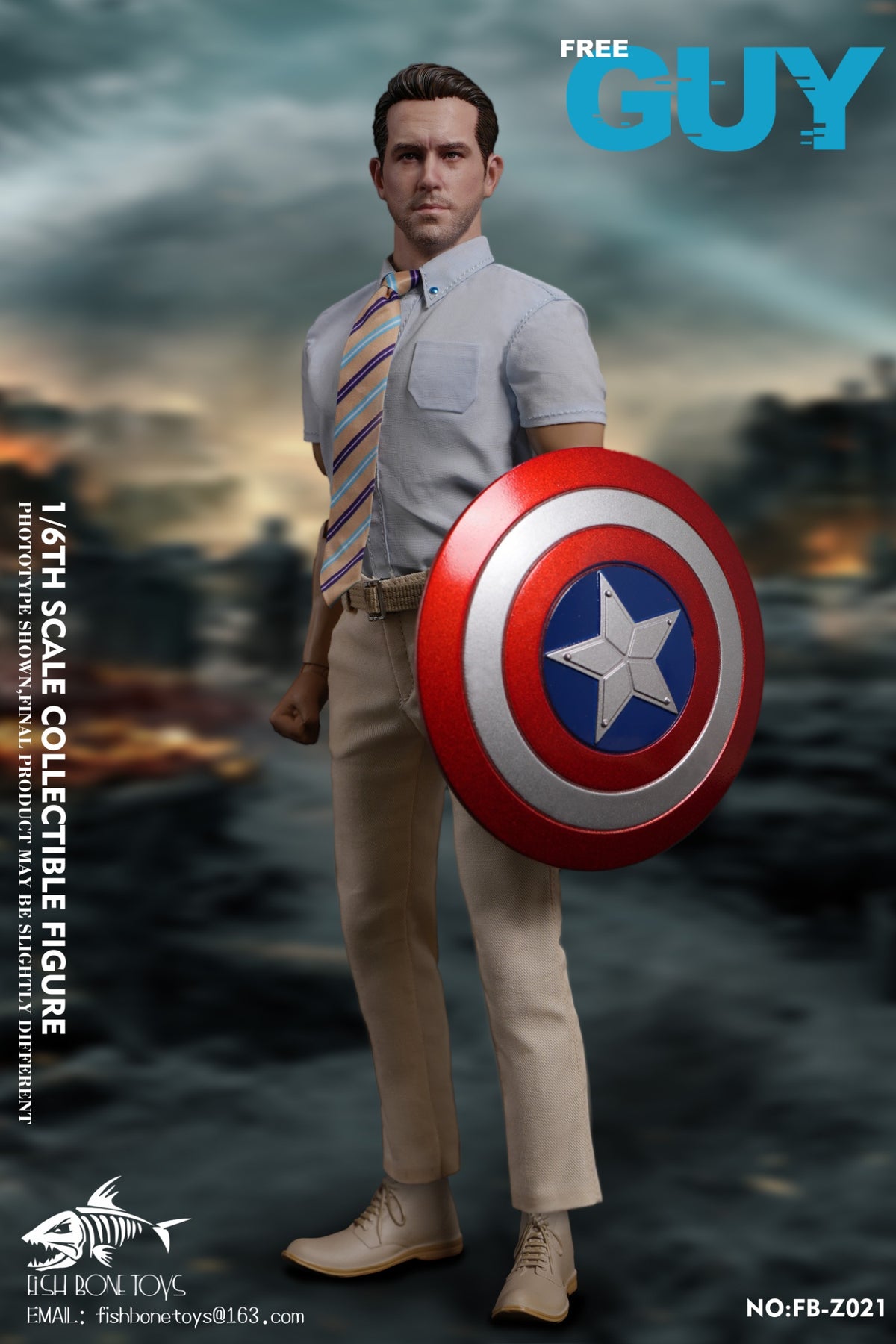 FISH BONETOYS FB-Z021 1/6 Out of Control NPC Free Guy Ryan modelo de figura de acción