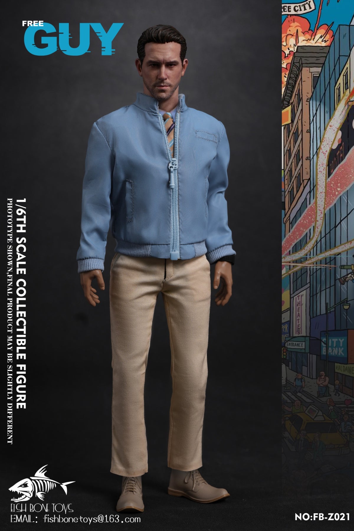 FISH BONETOYS FB-Z021 1/6 Out of Control NPC Free Guy Ryan modelo de figura de acción