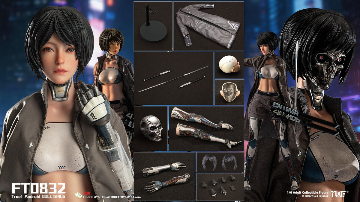 Précommande : Figurine articulée à l'échelle 1/6 Android Bill, cheveux noirs, modèle FT0832 de True1Toys