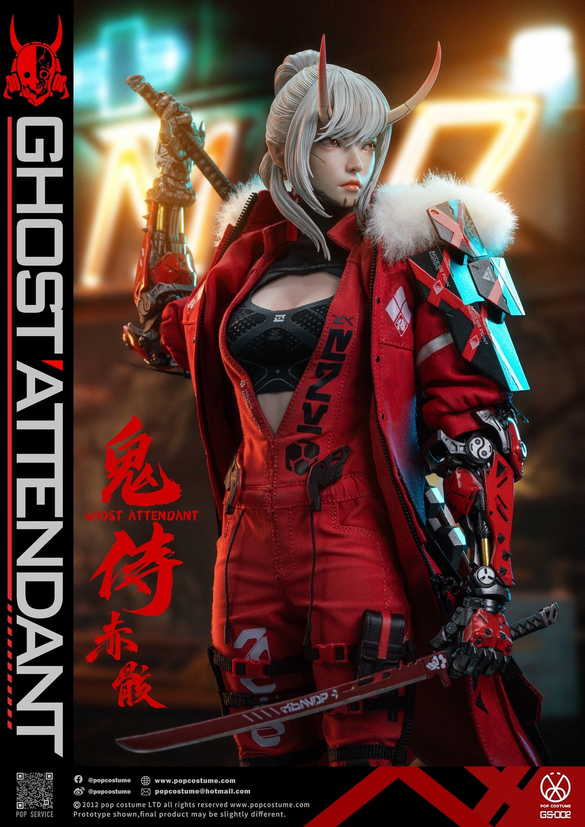 Preventa POP COSTUME GS-002 1/6 Ghost Attendant Red Remains modelo de figura de acción