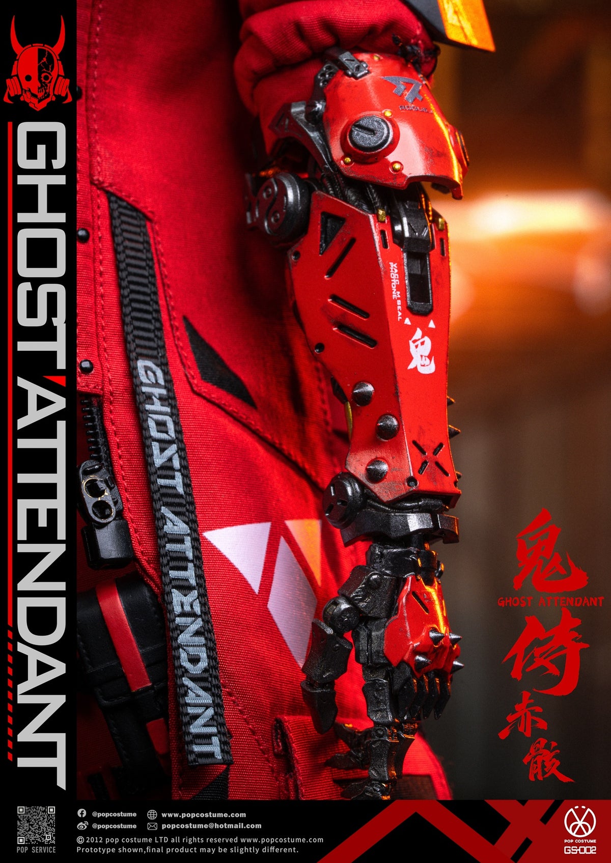 Preventa POP COSTUME GS-002 1/6 Ghost Attendant Red Remains modelo de figura de acción