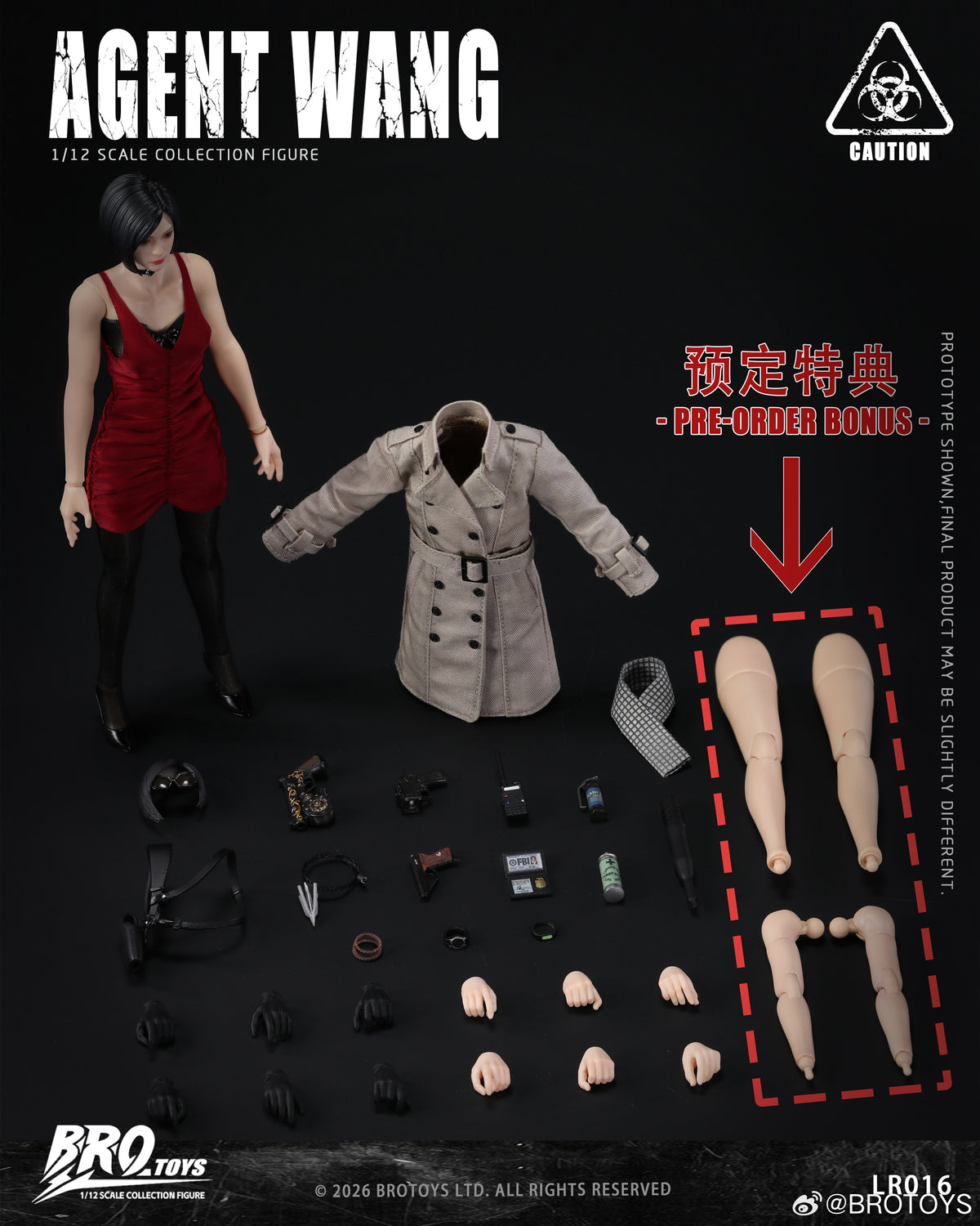 Presale BROTOYS LR016 1/12 Agent Wang Resident Zombie Evil Crisis Ada
