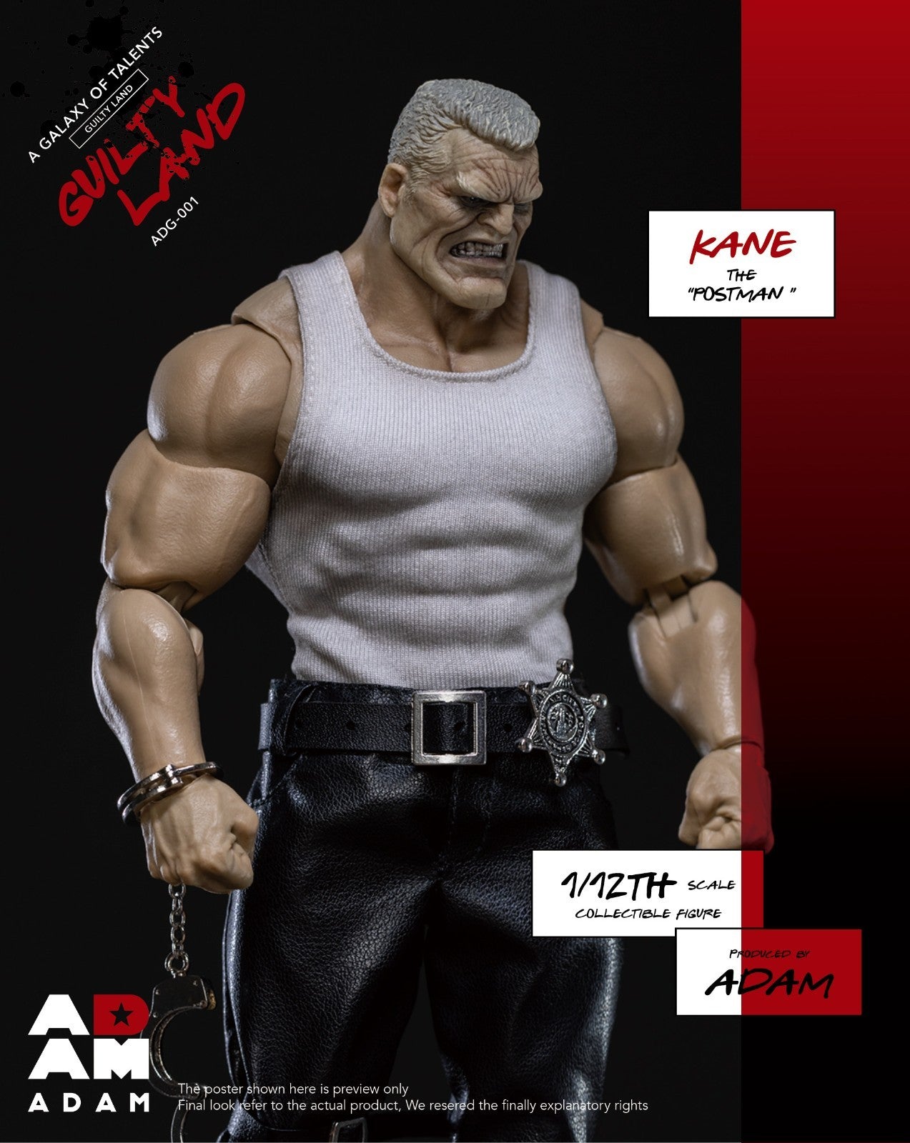 ADAM ADG-001 1/12 Guilty Land Postman Kane 6" Male Action Figure Model Toy