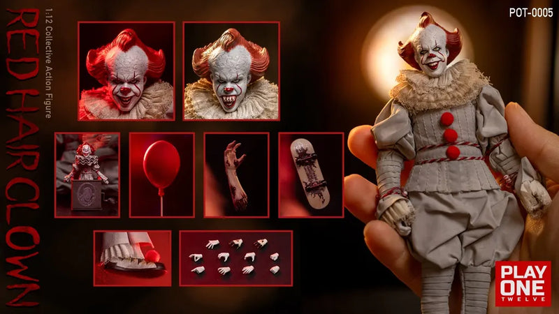 Play One twelve POT-0005 1/12 Red Hair Clown Pennywise Action Figure Model Toy