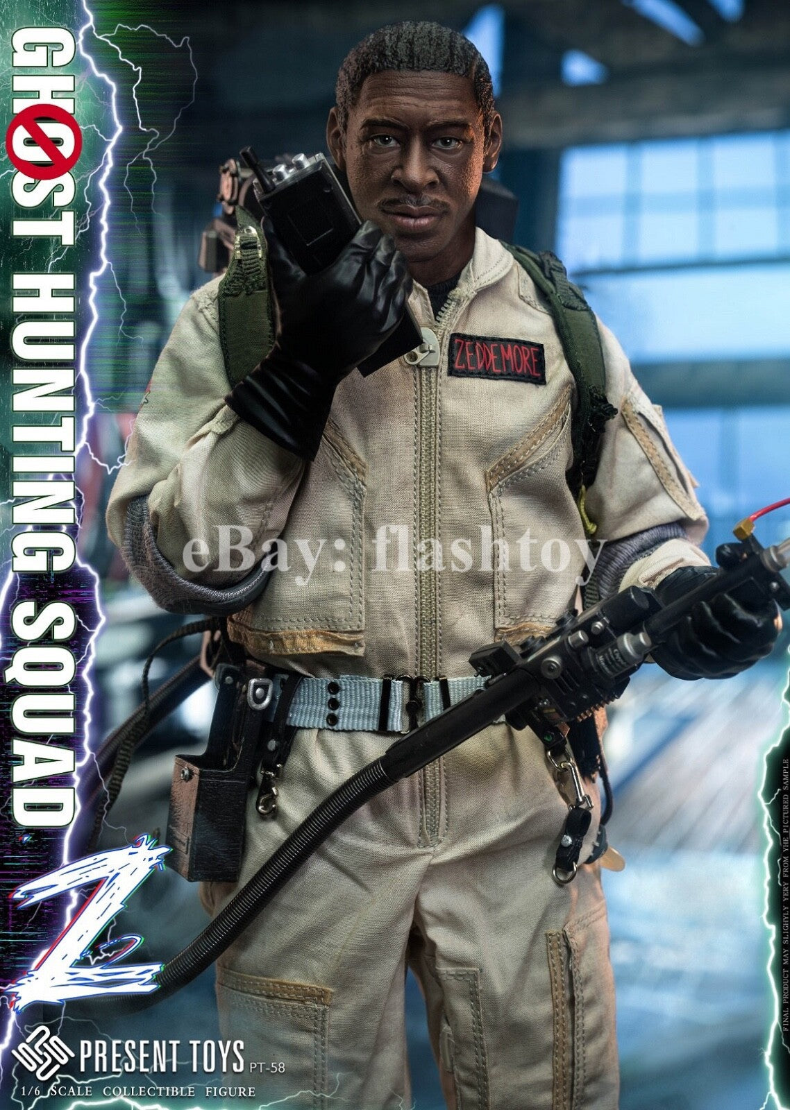 PRESENT TOYS PT-sp58 1/6 Ghost Hunting Squad Zeddemore 12" Action Figure Model