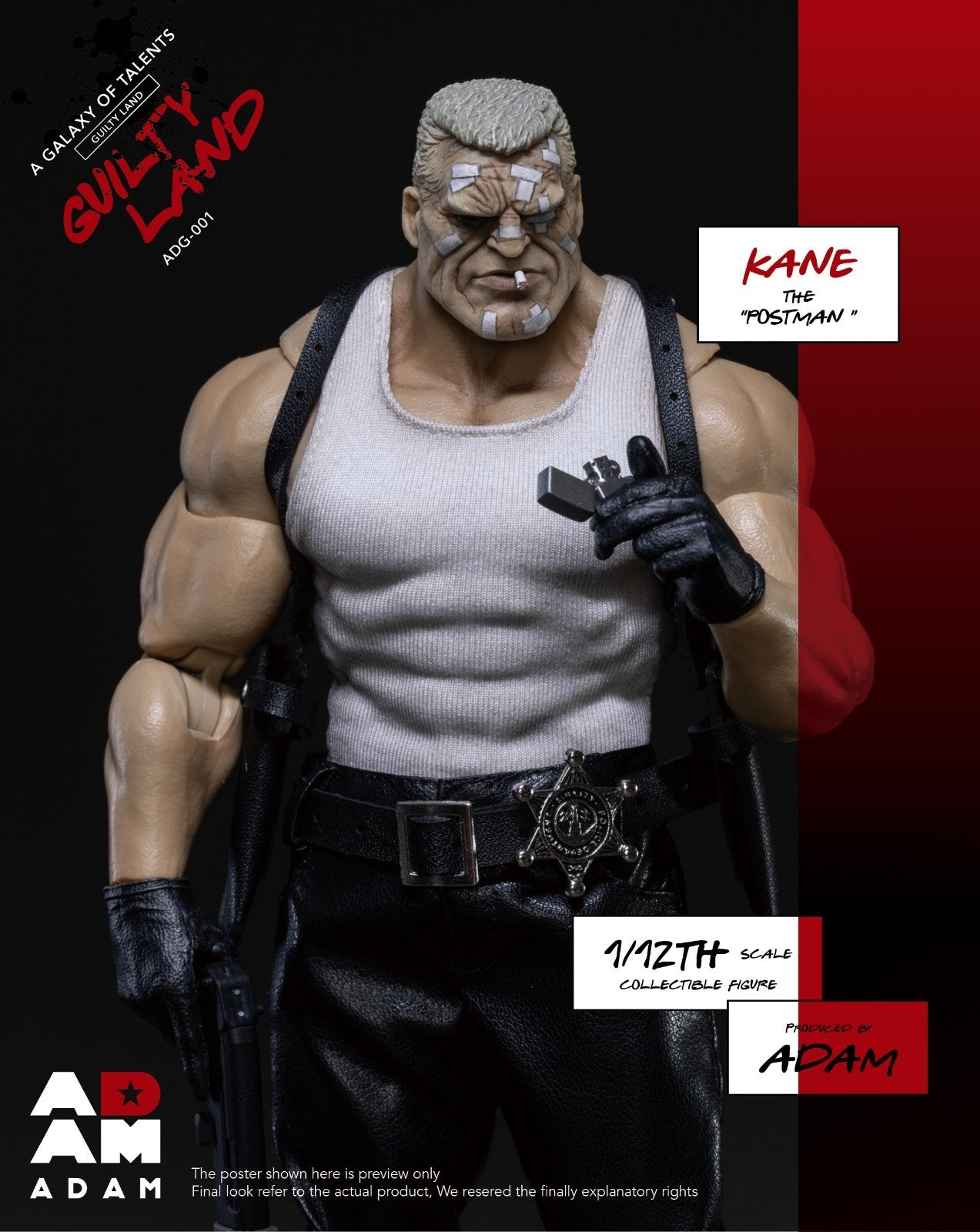ADAM ADG-001 1/12 Guilty Land Postman Kane 6" Male Action Figure Model Toy