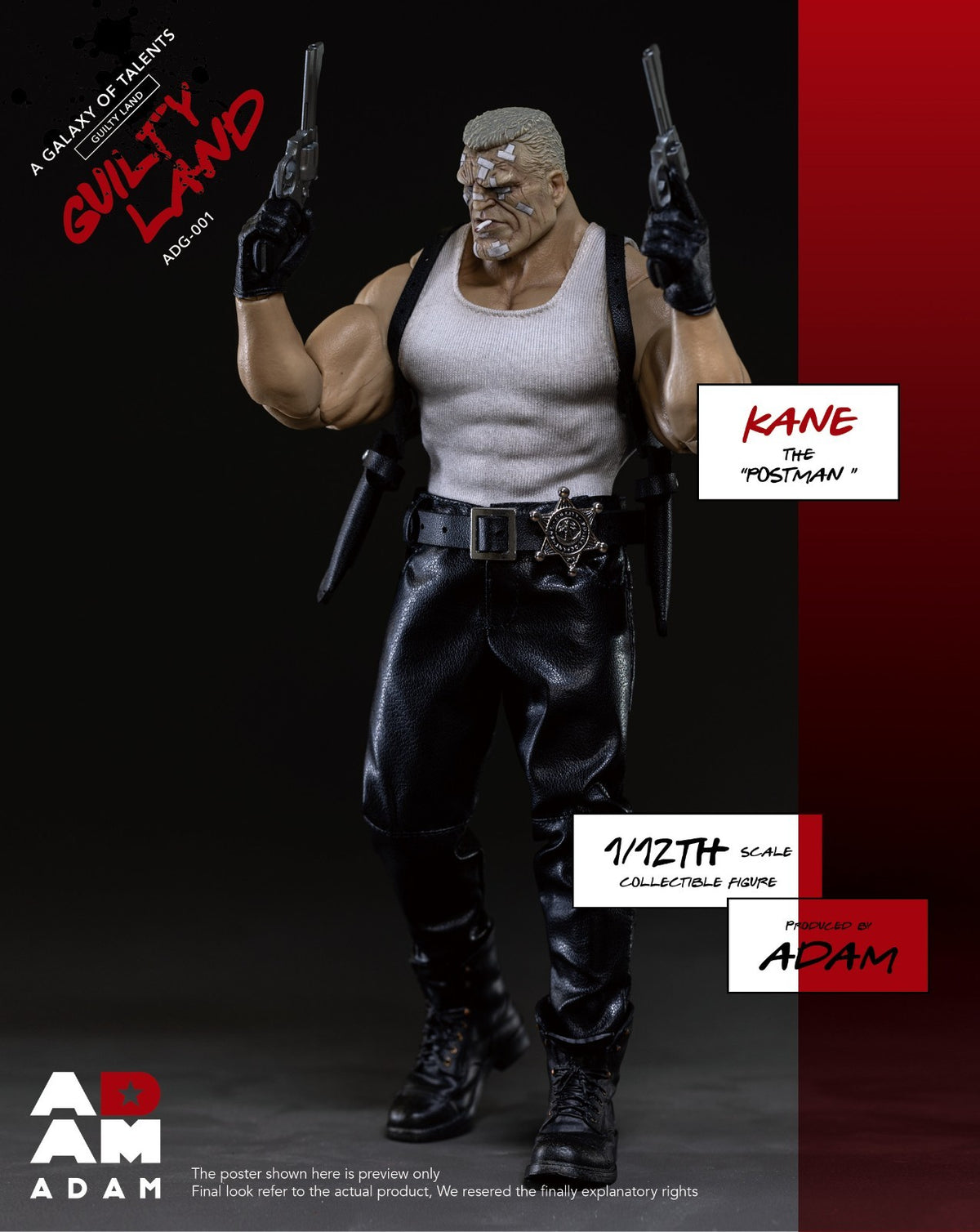 ADAM ADG-001 1/12 Guilty Land Postman Kane 6" Male Action Figure Model Toy